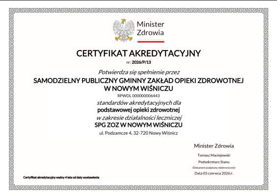 Certyfikat akredytacyjny