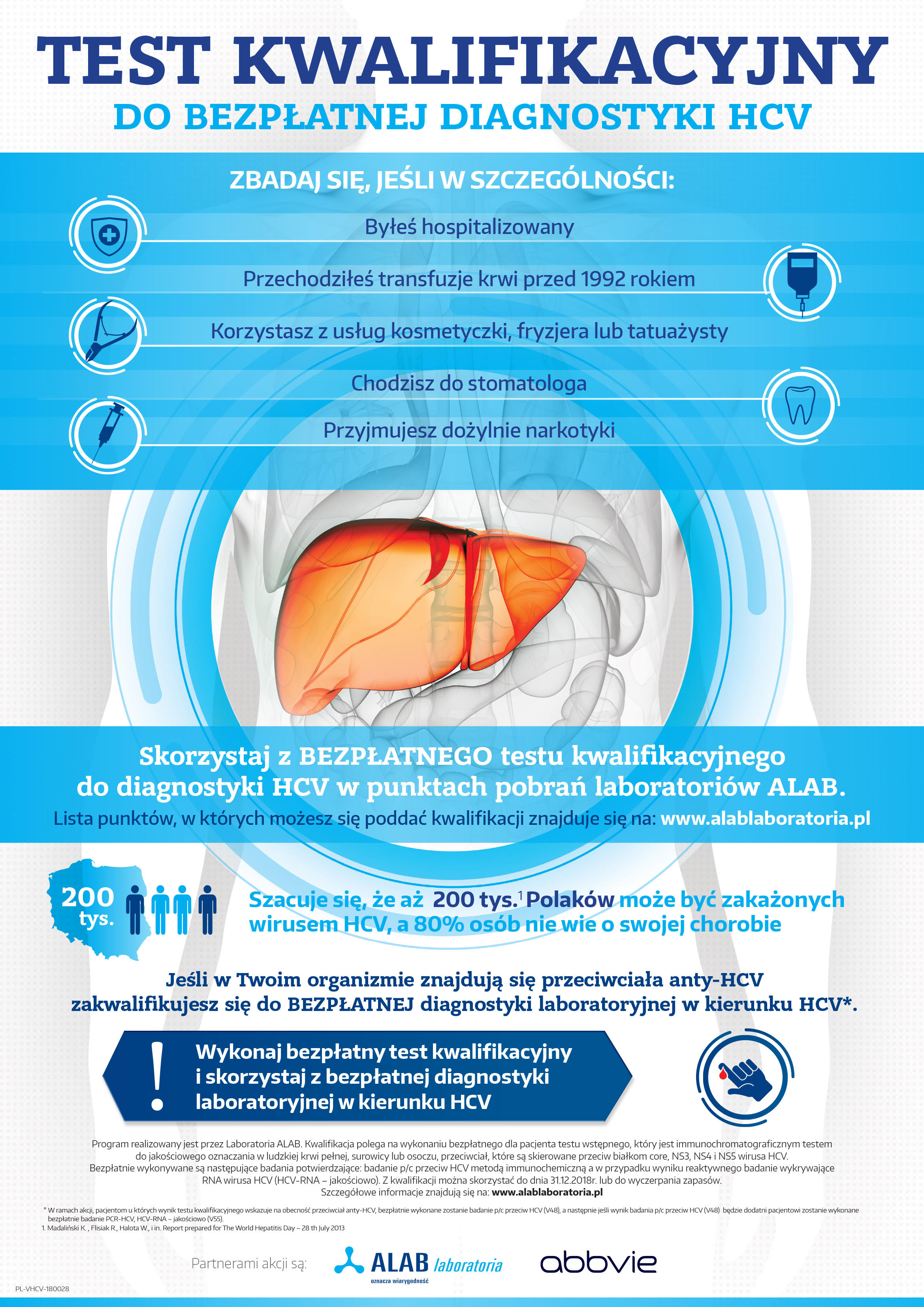 ZAPRASZAMY NA BEZPŁATNY TEST KWALIFIKACYJNY DO DIAGNOSTYKI HCV